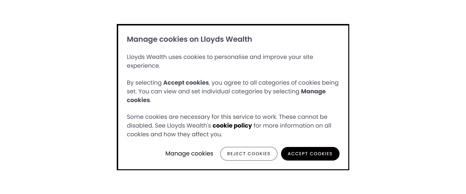 Image showing first step for managing cookies