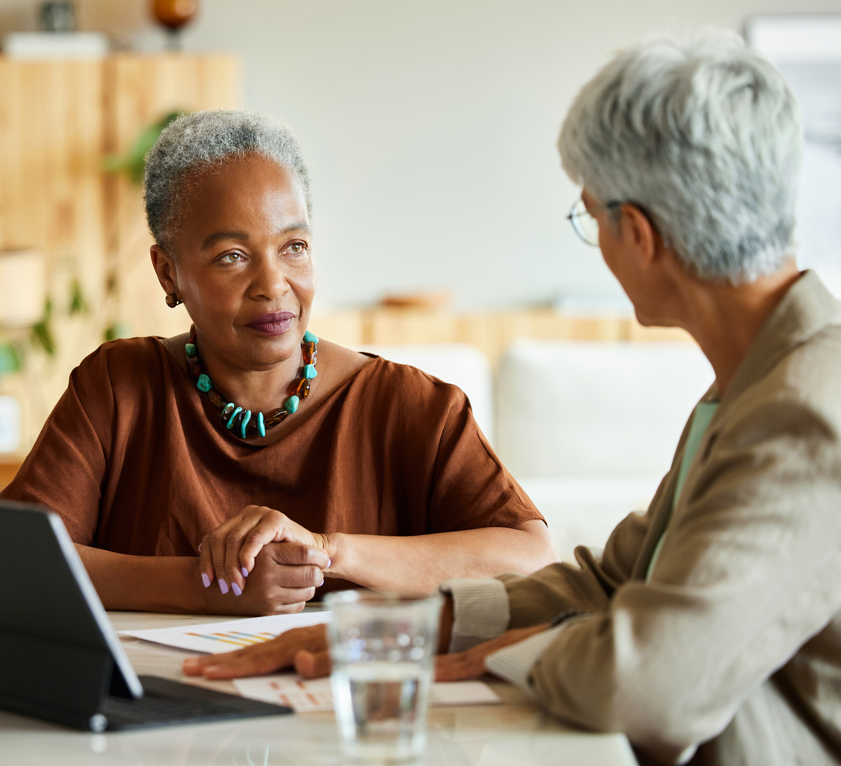 Women taking to her adviser